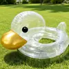 Patito Inflable Amarillo Transparente para Montar en Piscina / Juguete de Verano para Jugar en el Agua para Niños / Flotador de Seguridad para Bebé para Playa y Natación