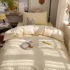 Conjunto de Roupa de Cama Estudantil Super Macio 100% Algodão para Dormir Nu, Conjunto de Três Peças para Estudantes, Cama de Solteiro, Cama Elástica, Conjunto de Quatro Peças 100% Algodão para Dormitório