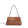 2026 Nueva Bolsa de Cuero Genuino Estilo Coreano para Debajo del Brazo para Mujer, Bolso de Hombro Grande de Capacidad con Cierre de Solapa Vintage, Bolso de Mano