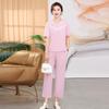Conjunto de Roupa Esportiva de Verão para Mães de Meia-Idade Moda Feminina 2025 Novo Casual de Duas Peças Camiseta de Manga Curta