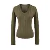 Suéter de punto trenzado con cuello en V, capa base ajustada, nueva colección otoño/invierno 2025 para mujer, top de punto de manga larga, venta al por mayor transfronteriza
