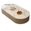 Mesa de centro de pizarra para sala de estar, adecuada para casas pequeñas, mesa de té moderna minimalista de pie, mesa de centro pequeña ovalada moderna y de alta gama