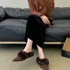 ¡Mocasines elegantes y peludos sin cordones con aumento interno de altura! Mocasines de ante para mujer con punta fina, sin tacón y con hebilla delgada, para usar al aire libre
