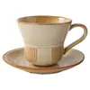 Caneca de Café Criativa em Argila com Formato de Chifre, Caneca para Latte Art, Prato Estilo Retro Japonês, Caneca Doméstica