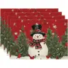 Amazon Manteles Navideños Muñeco de Nieve Árbol de Navidad Manteles Decoración de Mesa de Comedor Occidental Manteles Aislantes Fiesta Navideña