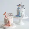 Decoración de Pastel Temática Océano Soñador con Gradiente Iridiscente de Cola de Pez Concha Estrella de Mar Decoración para Hornear Pastel de Cumpleaños Enchufe