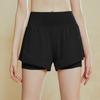 Fake Two-piece Anti-light Sports Shorts Mulheres Loose Running Outer Wear Quick-drying Treinamento Yoga Fitness Hot Pants Calças de três pontos