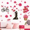 Nuevo LD96199 Pareja Romántica Abrazándose Globo Flor Decoración de Pared para Boda Habitación Dormitorio Sala de Estar Pegatinas de Pared