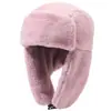Chapéu de inverno para mulheres, gorro quente para cobrir as orelhas ao ar livre, chapéu de pelúcia clássico e versátil para circunferência de cabeça grande, cobertura de cabeça à prova de vento