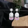 Pendientes Miao Étnicos de Borla Larga Estilo Nuevo, Pendientes Exagerados de Declaración de Moda Estilo Étnico de Plata Miao de Lujo Ligero