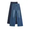 Jeans feminino de perna larga, nova coleção primavera/outono 2026, caimento solto, estilo retrô, jeans flare ou de perna reta, disponível para drop shipping