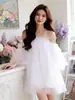Vestido de Malla de Hombro Descubierto de Verano para Mujer, Corte Holgado, Adelgazante, Diseño de un Solo Hombro, Elegante y con Estilo, Adecuado para Ocasiones Específicas