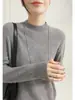 [30,1% Lã de Caxemira] Malha de Gola Alta Meia-Calça de Linha Única Pronta para Vestir para Mulheres Design de Manga Longa para Outono Camada Base
