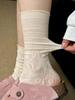 Meias Brancas de Renda Oca Empilhadas para Mulheres Tubo Médio para Mulheres Respiráveis Mary Jane Fungus Lace Cuff Meias Finas de Verão