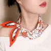 Pañuelo de seda estilo vintage para primavera y verano con estampado paisley y cuentas, cierre magnético, bufanda pequeña de lujo ligero, accesorio para mujer con cinta