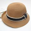 Sombrero de Paja de Alta Calidad para Mujer Verano Moda Combinable Sombrero de Pescador de Cúpula Francesa Compras Viajes Sombrero de Sol de Ala Ancha