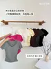 Camiseta de Manga Corta con Cuello en U para Mujer, Nuevo Estilo de Verano, Corte Ajustado, Diseño Hueco, Crop Top Sexy