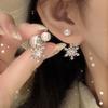 Pendientes de copo de nieve con microincrustaciones de perlas exquisitas y dulces de otoño e invierno, elegantes, ligeros, de lujo, de alta calidad, con tachuelas delanteras y traseras.