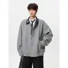 En stock: Nuevo diseño de otoño 2026, chaqueta casual de lana para hombre, marca de tendencia estilo americano, cuello de solapa, bloques de color, talla grande