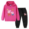 Primavera y Otoño 2023 nueva ropa infantil transfronteriza suéter con capucha para niños pantalones conjunto de dos piezas bebé algodón manga larga