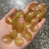 20 piezas de 16*23mm de esmalte coloreado dorado hoja de fresa tridimensional diy horquilla antigua horquilla de jade material floral