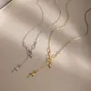 Collar Wanxing Amazon Estrella de Ocho Puntas Chapado en Oro de 18k Acero Inoxidable Minimalista Estilo Ins Diamante Incrustado Acero de Titanio No se Desvanece