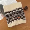 Otoño e Invierno Navidad y Año Nuevo Estilo Coreano Cálido Retro Bufanda de Alta Gama Estilo Fair Isle Bufanda de Punto para Mujer