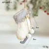 Luvas com Pingente de Tecido Pelúcia Branca Transfronteiriças Trenó Enfeites Criativos para Árvore de Natal Acessórios Decorativos Prontos para Venda