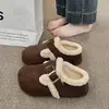 Birkenstocks para mujer con aumento de altura oculto 2026 nuevo estilo popular zapatos de algodón de invierno con felpa añadida felpa gruesa zapatillas de media punta cerradas estilo mujer