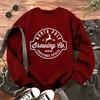 Sudadera casual estampada europea y americana con fuente estampada, camiseta casual simple