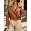 Enviado. Nueva chaqueta de cuero de moda estilo europeo y americano con cuello de solapa y manga larga