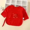 Camiseta de medio cierre para recién nacido, talla 59, roja, algodón puro, transpirable, manga larga, adecuada para bebés, top para bebé