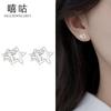Pendientes de botón Xigu E1577 de plata S925, simples, frescos, huecos, de estrella de cinco puntas, para mujer, con temperamento, estilo ins, joyería de moda