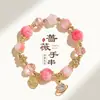 Pulsera de Piedra Roja Flor de Cerezo con Cuentas para Mujer Nicho Lujo Ligero Pulsera de Cristal Rosa Joyería para Novias Regalo