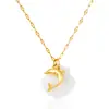 Collar con colgante de acero inoxidable bañado en oro de 18 quilates, estilo europeo y americano, con forma de concha, tortuga, caballito de mar, para mujer, joyería de cadena para clavícula estilo oceánico