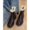 Encuentro de Primera Temporada Botas de Nieve de Suela Gruesa para Mujer Estilo Nuevo 2025 Botas Adelgazantes de Invierno Zapatos de Algodón Cálidos Zapatos Peludos Botines para Personas Bajitas