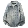 Popular Transfronteiriço Tamanho Europeu Plus Size Camisa Polo Falsa de Duas Peças Suéter de Tricô Trançado Estilo Old Money Masculino Venda por Atacado de Fábrica