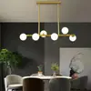 Lámpara lineal post-moderna nórdica para comedor, lámpara colgante creativa y única de bola de cristal y frijol mágico para comedor, exclusivamente para ventas transfronterizas