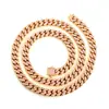 Colar Corrente Cubana Totalmente Cravejado de Diamante Mais Vendido da Amazon Aço Inoxidável 316L Zircônia Acessórios de Joias Estilo Hip-Hop Rap Influenciador