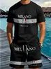 Comércio Exterior Verão Novo Conjunto Casual Masculino Manga Curta Shorts Conjunto Cor Sólida Estampado 3D Camiseta Shorts Conjunto