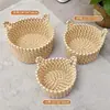 Cesta de Almacenamiento de Escritorio con Orejas de Gato de Hilo de Algodón Tejida a Mano, Cesta de Almacenamiento para Llaves y Artículos Varios, Cesta de Almacenamiento para Mesita de Noche en Casa