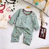 Conjunto de ropa interior térmica de Lycra para niños con construcción sin costuras, capa base para bebé Clase A ropa para casa, pijama floral para niños y niñas