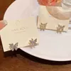 Brincos Argola Borboleta Full Diamond Super Brilhantes de Luxo Leve de Nicho para Mulheres Coreia do Sul Novos Brincos Elegantes Versáteis Brincos