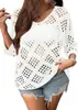 Aliexpress 2026 Moda Feminina Europeia e Americana Novo Suéter Cor Sólida Tricô Solto Suéter de Renda Vazada Versátil Top Atacado