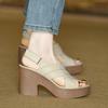 Sandalias de Tacón Alto Abiertas para Mujer, Nuevo Modelo Verano 2026, Tacón Grueso Suave, Plataforma Impermeable de Velcro, Suela Gruesa, Zapatos Romanos de Punta Redonda