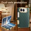 Adecuado para funda de teléfono Apple Duo, cuero con patrón de rejilla electrochapado con bisagra de resorte, funda protectora para pantalla plegable iPhone Duo