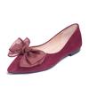 Zapatos nuevos de primavera de boca baja con lazo de una sola capa puntiagudos de gamuza zapatos planos rollo de huevo suela blanda talla grande comercio exterior entrega transfronteriza