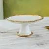 Estilo Europeu Cor Sólida Artesanato Pérola Cerâmica Luxo Leve Prato de Frutas Prato de Bolo Bandeja Enfeites Prato de Casamento Defeitos