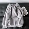 Moletom de Lã de Cordeiro Feminino Outono e Inverno Ins Estilo K Waitmore Tendência Com Capuz Forrado com Fleece Espessado Solto Roupa Externa Top Roupas