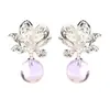 Brincos de Flor de Pérola com Cravação de Diamante Estilo Doce de Feriado Estilo Coreano, Únicos e de Nicho, com um Toque de Luxo, Versáteis e Elegantes